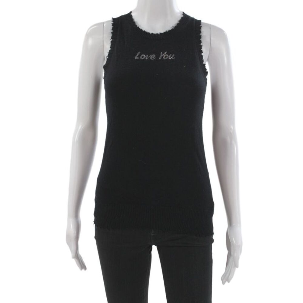 Minnie Rose Women Sleeveless Tank Black Crewneck Cashmere Blend Size XS